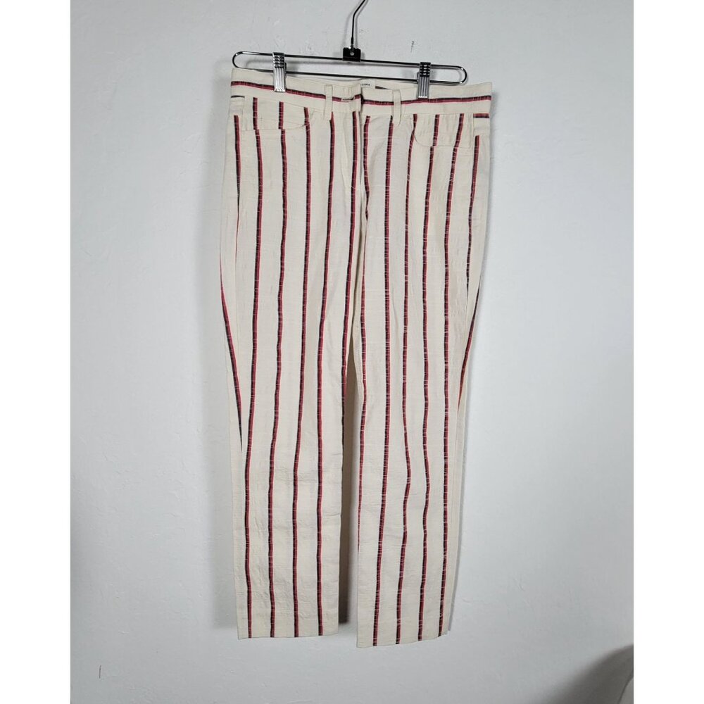 Isabel Marant Étoile Womens Striped Straight Leg Cropped Pants Size 36 Ivory